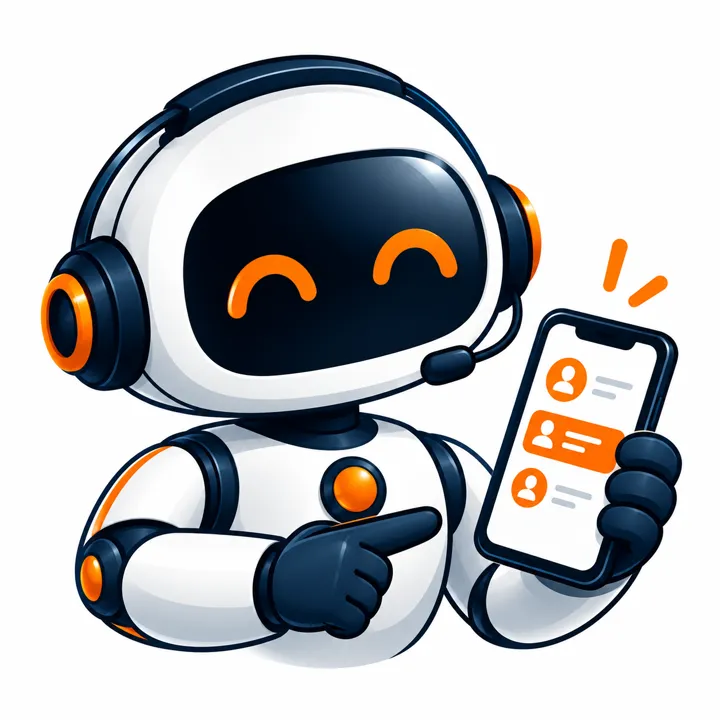 Marvic AI robot mascot holding a phone — Speed2Lead calls new leads in under 60 seconds